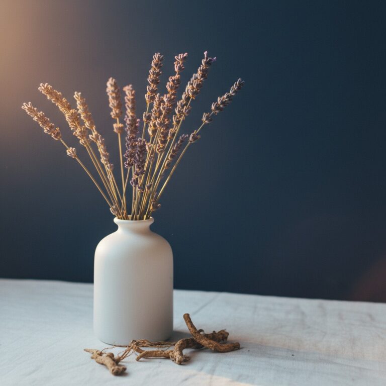 Baldrianwurzel, Hopfendolden und Passionsblume als natürliche Schlafmittel in Apothekergläsern