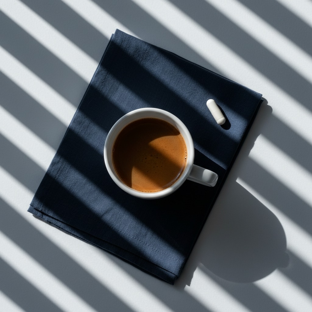 Kaffeetasse und Energy-Drink neben einem Wecker der frühe Stunde anzeigt, Kontrast zur Nachtruhe